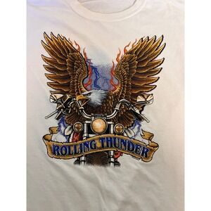White Graphic T Shirt Eagle‎ Motorcycle Rolling Thunder Mens XL